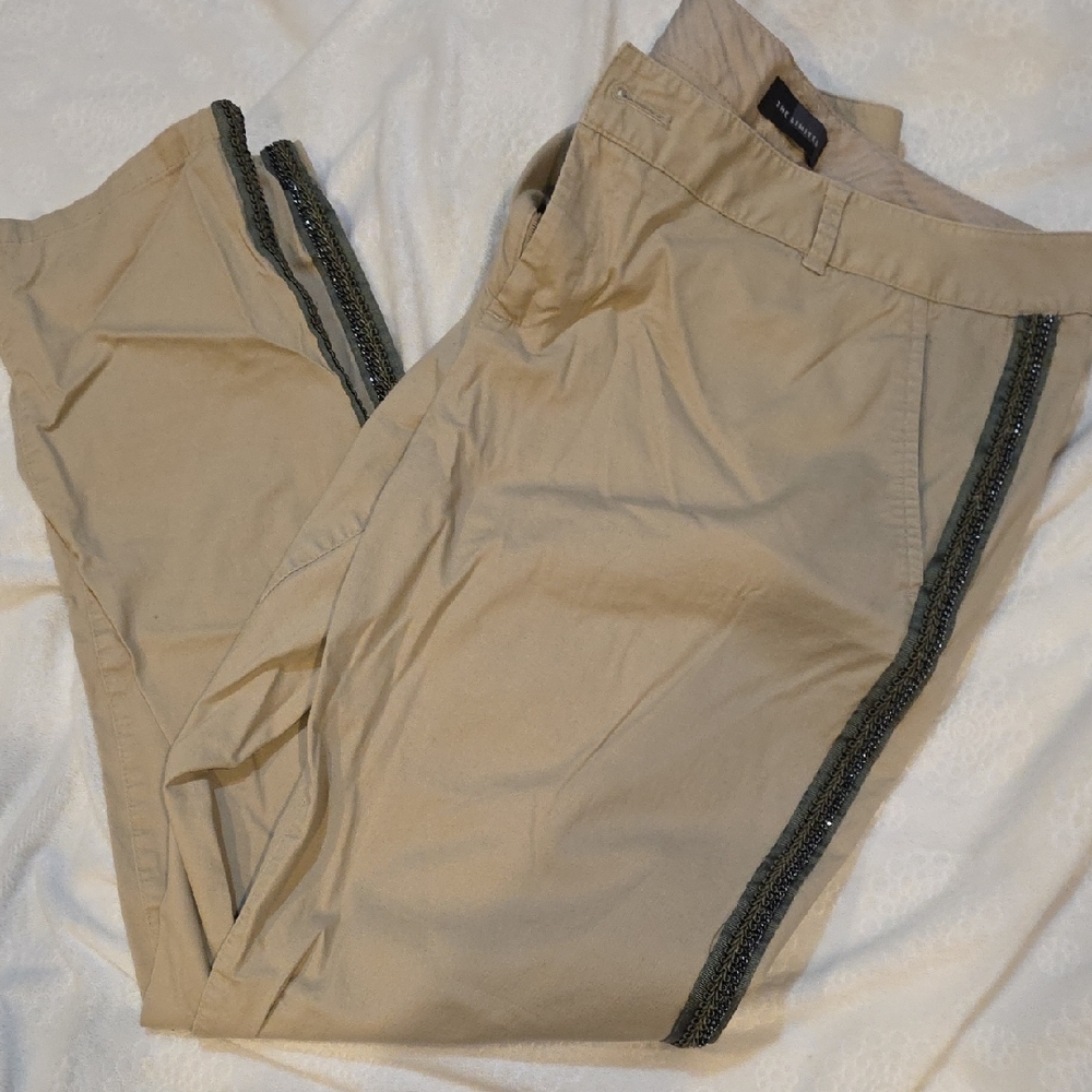 The Limited Tan Cropped Pants with Black Trim